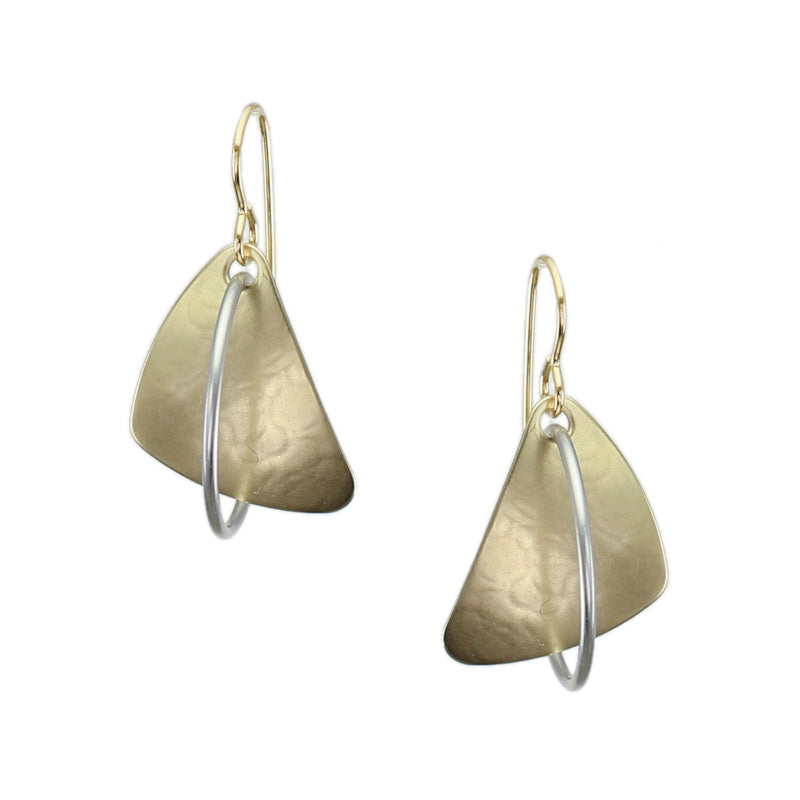 Rounded Triangle with Interlocking Ring Earring