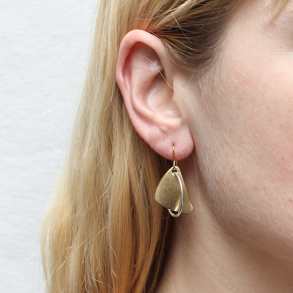 Rounded Triangle with Interlocking Ring Earring