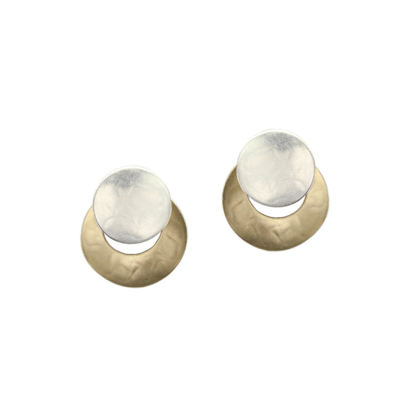 Small Disc Over Crescent Clip or Post Earring
