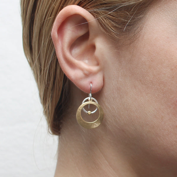Cutout Disc with Ring and Bead Wire Earring