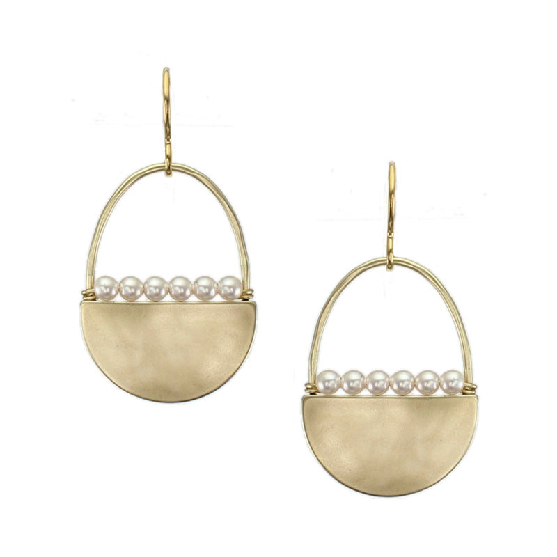 Semi Circle with Line of Cream Pearl Earring