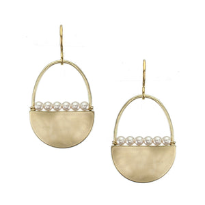 Semi Circle with Line of Cream Pearl Earring