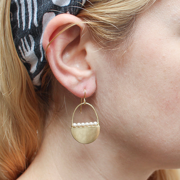 Semi Circle with Line of Cream Pearl Earring