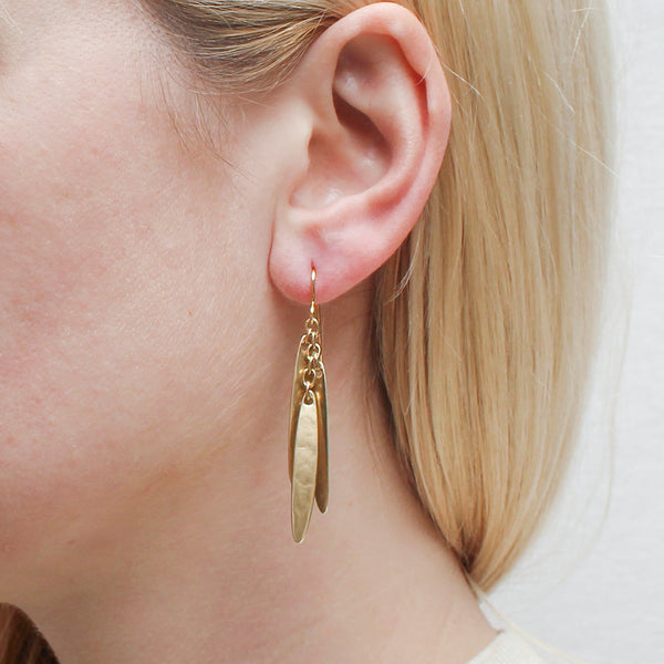 Layered Long Rounded Leaves Earring