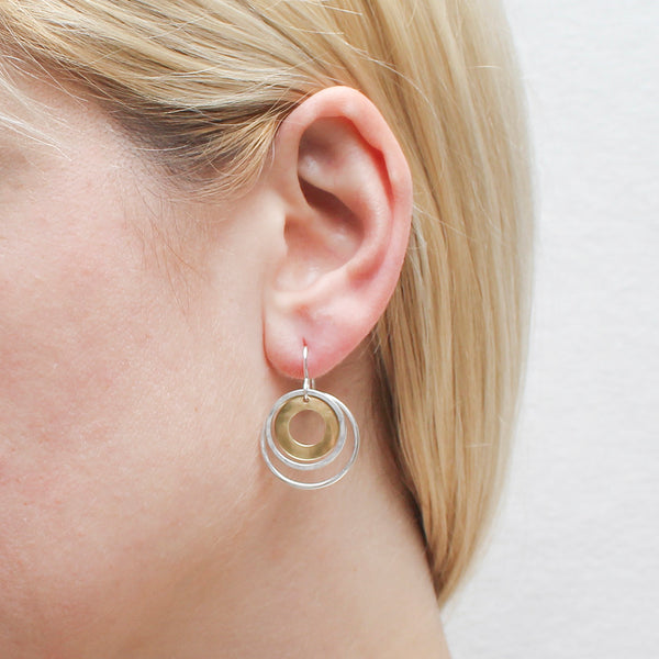 Cutout Disc with Hammered Rings Earring