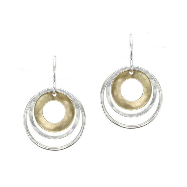 Cutout Disc with Hammered Rings Earring