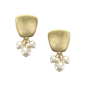 Brass Post or Clip on Pearl Earrings