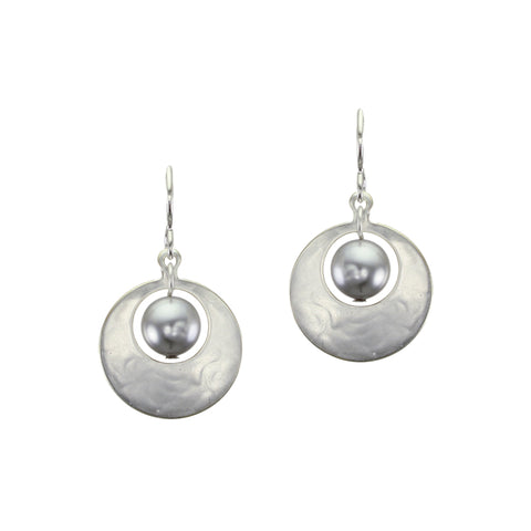 Small Cutout Disc with Grey Pearl Earring