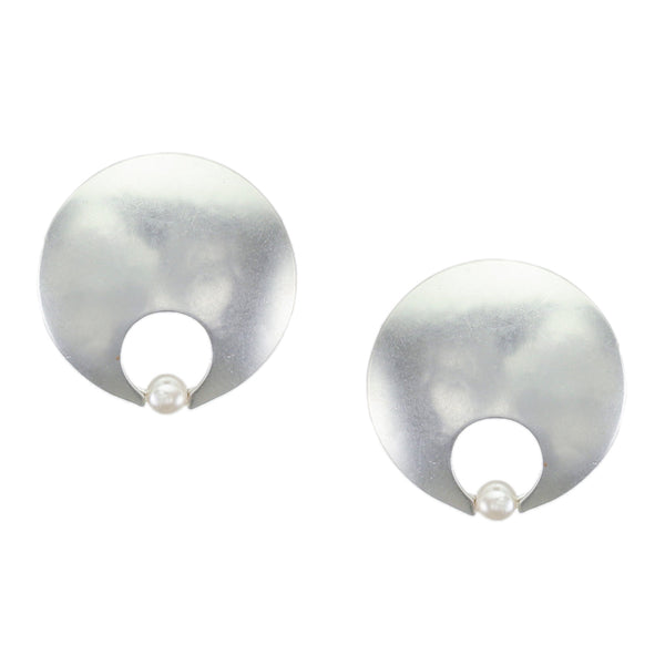 Cutout Disc with Cream Pearl Post Earring