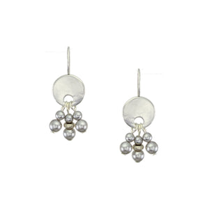 Petite Hammered Disc with Grey Pearl Dangles Earring