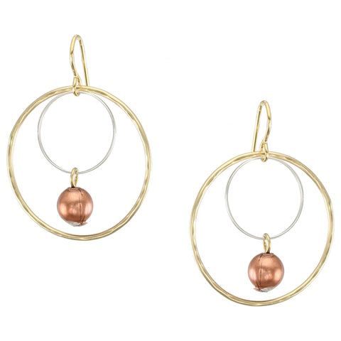 Medium Double Wire Rings with Bead Earring