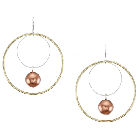 Large Double Wire Rings with Bead Earring