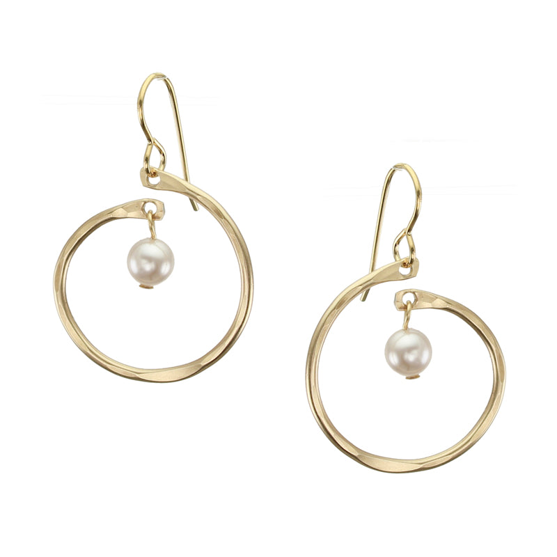 Large Spiral with Cream Pearl Drop Earring