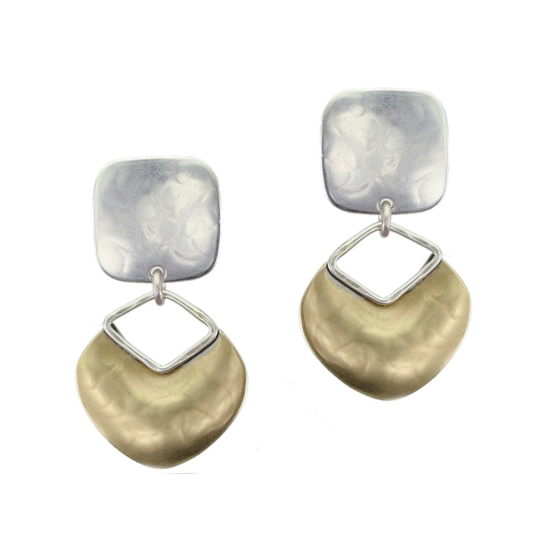 Small Rounded Square with Organic Disc with Cutout Earring
