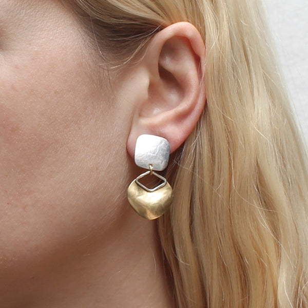 Small Rounded Square with Organic Disc with Cutout Earring