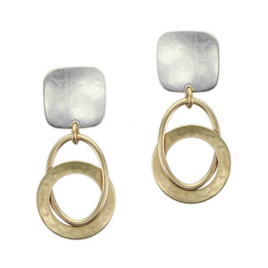 Rounded Square with Interlocking Rings Earring
