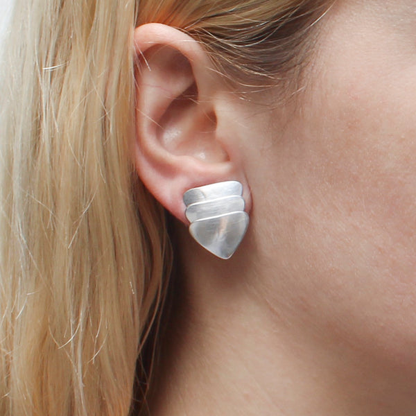 Small Layered Triangles Clip or Post Earring
