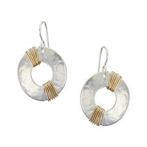 Medium Cutout with Diagonal Wire Wrapping Wire Earring