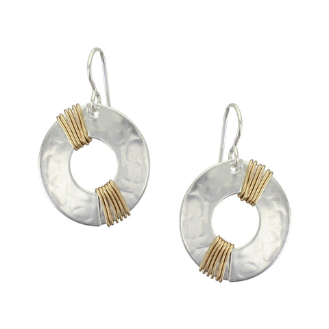 Medium Cutout with Diagonal Wire Wrapping Wire Earring