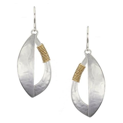 Domed Leaf with Semi Circle Cutout with Wire Wrapping Wire Earring