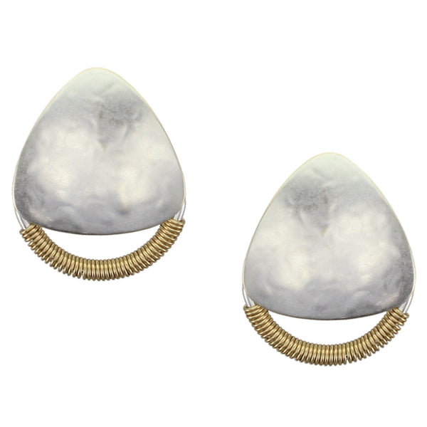 Large Rounded Triangle with Wire Wrapping Post or Clip Earring