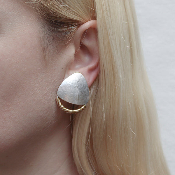 Large Rounded Triangle with Wire Wrapping Post or Clip Earring