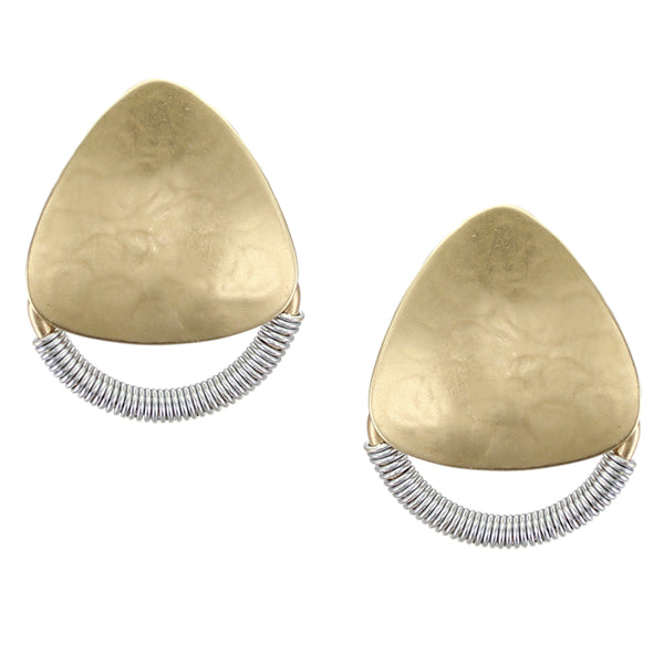 Large Rounded Triangle with Wire Wrapping Post or Clip Earring