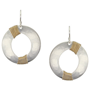 Large Cutout Disc with Wire Wrapping Wire Earring