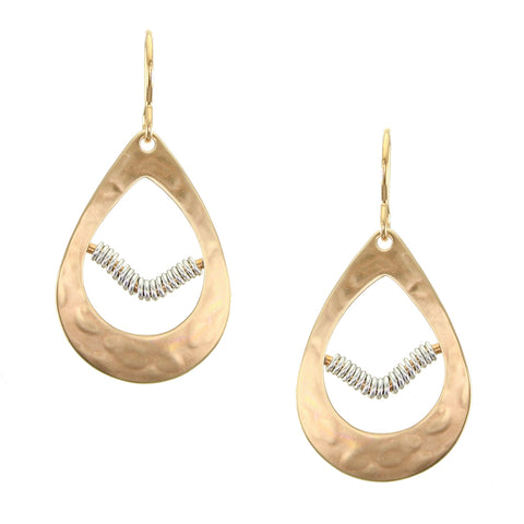 Cutout Teardrop with Wire Wrapped V Wire Earring