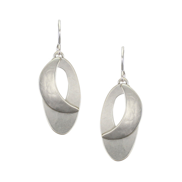 Dished Oval with Cutout and Domed Crescent Wire Earring