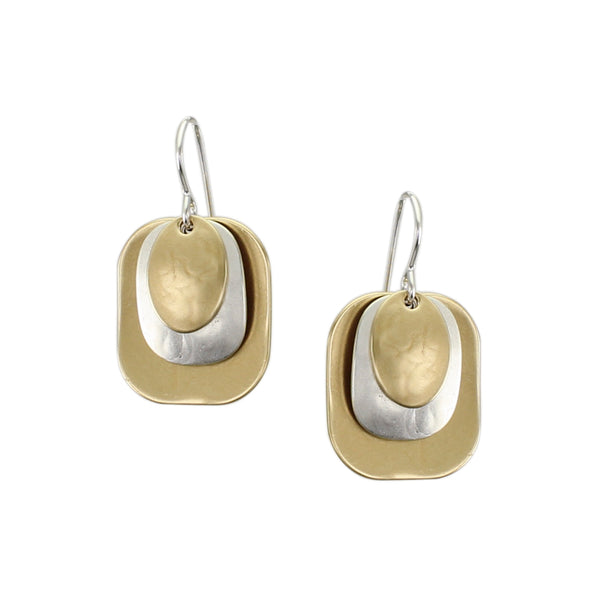 Layered Oval and Rounded Rectangles Wire Earring
