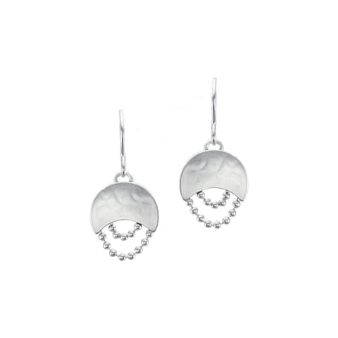 Small Crescent with Two Strands of Ball Chain Wire Earring