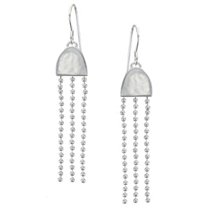 Small Semi Circle with Medium Ball Chain Fringe Wire Earring