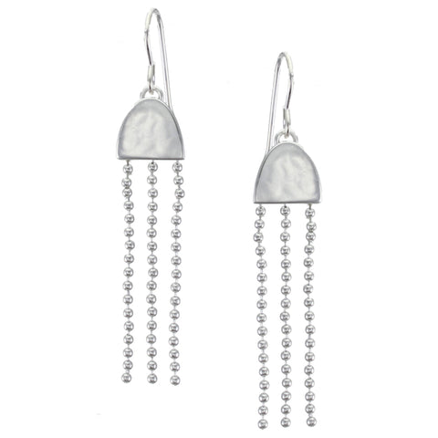 Small Semi Circle with Medium Ball Chain Fringe Wire Earring
