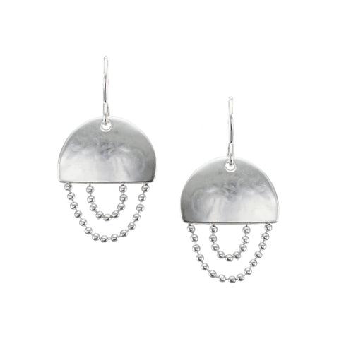 Semi Circle with Two Strands Ball Chain Wire Earring