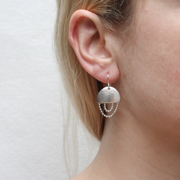 Semi Circle with Two Strands Ball Chain Wire Earring