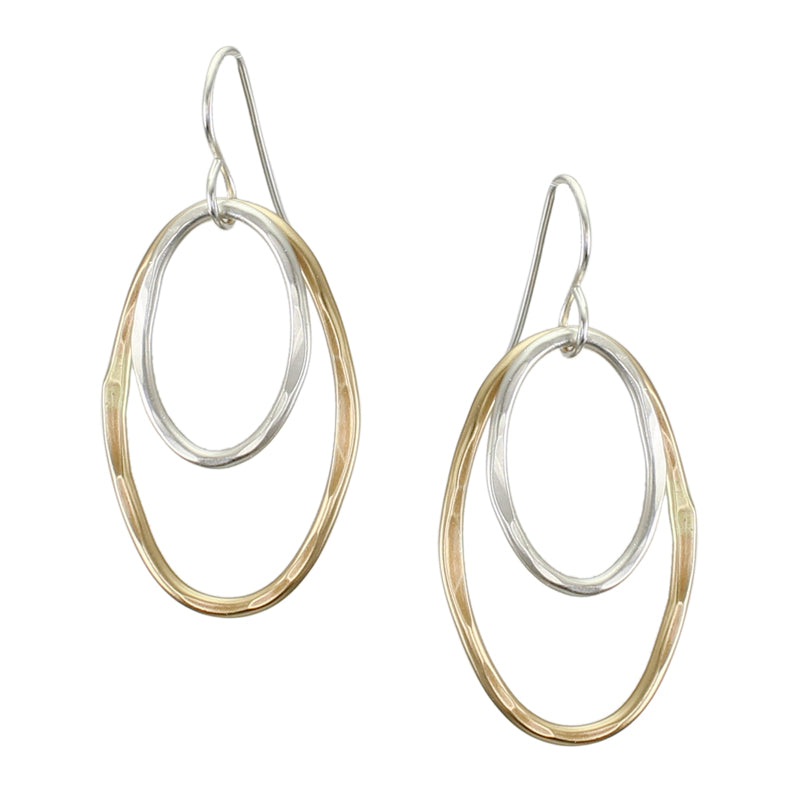 Two Hammered Wire Ovals Wire Earring