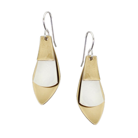 Leaf with Long Fan and Tapered Rectangle Wire Earring