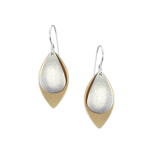Dished Leaf with Domed Teardrop Wire Earring