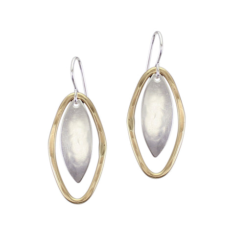 Domed Leaf with Hammered Oval Ring Earring