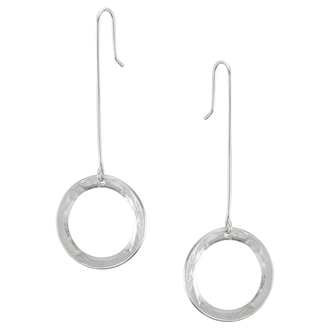 Extended Dished Ring Drop Wire Earring