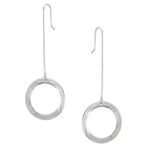 Extended Dished Ring Drop Wire Earring