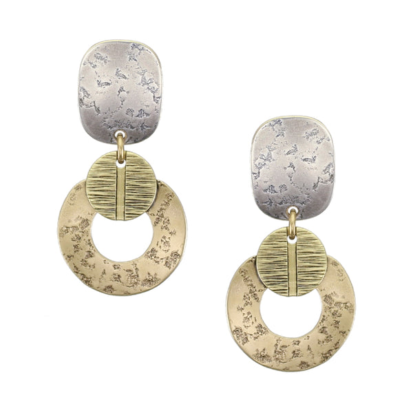 Oval with Textured Disc and Wide Ring Post or Clip Earring