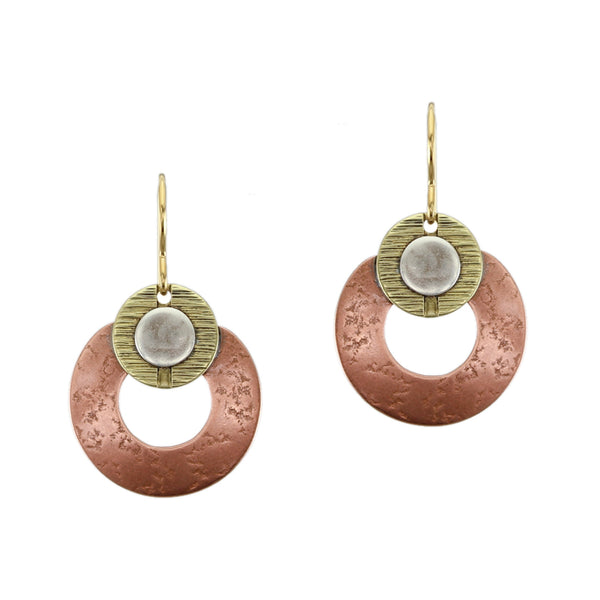 Layered Discs with Wide Ring Wire Earring