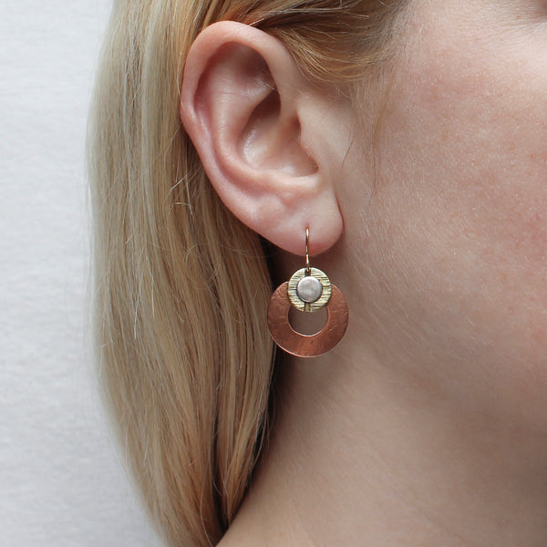 Layered Discs with Wide Ring Wire Earring