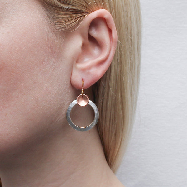 Ring with Small Dished Disc Wire Earring