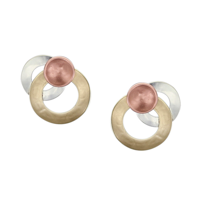 Medium Layered Rings with Dished Disc Post Earring