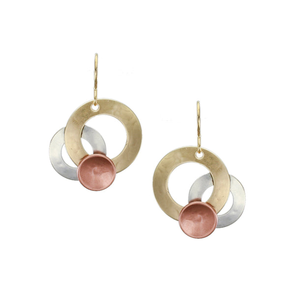 Medium Layered Rings with Dished Disc Wire Earring