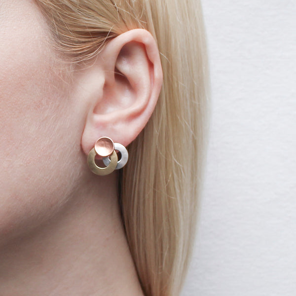 Small Layered Rings with Dished Disc Post Earring