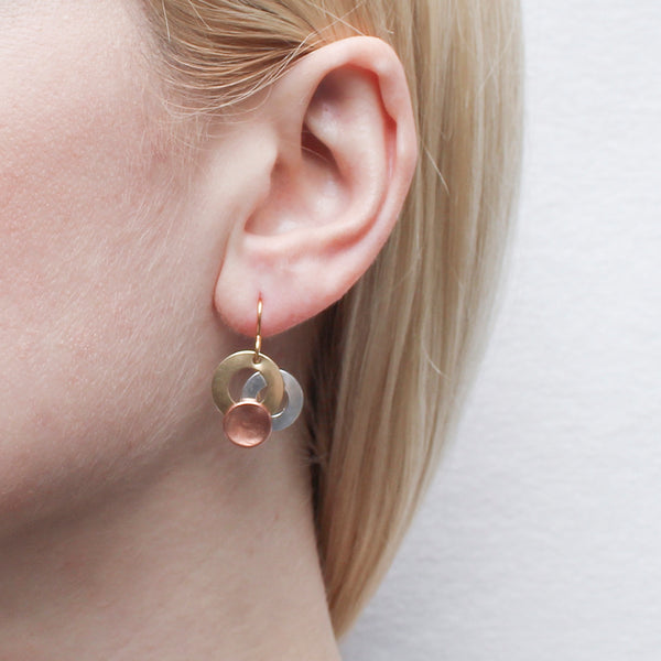 Small Layered Rings with Dished Disc Wire Earring